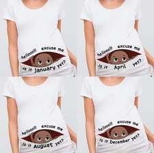 Maternity T Shirt Funny Baby Print Pregnancy Top Cute Bump for Mum White & Pink