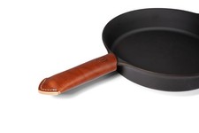 Brown Leather Handle Cover - USA Made Vegetable-Tanned Heat Protection for Ca...