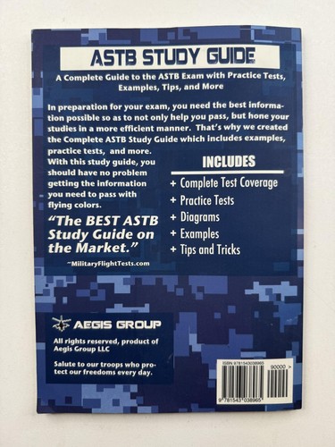 The Complete ASTB Study Guide Aegis Group 2017 Military Test Prep Softcover Book - Picture 2 of 8