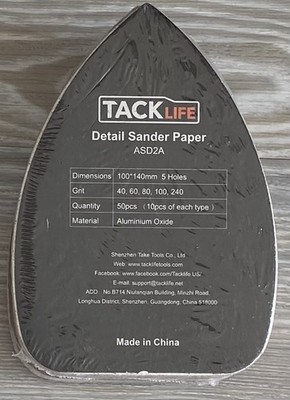 TackLife 50 Stück Maus Detail Schleifblätter Klett 40/60/80/100/240 ASD2A