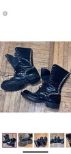 Vintage Bess Boots Studded Combat Boots Y2k Black Moto Boots