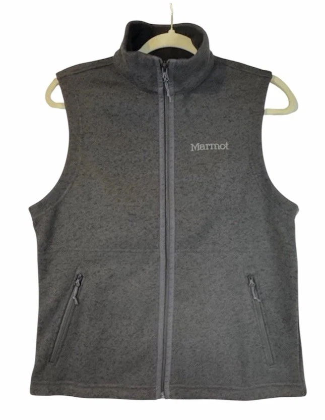 Marmot Charcoal Gray Full Zip Vest Outdoorsy Rugged Sporty Men's Small