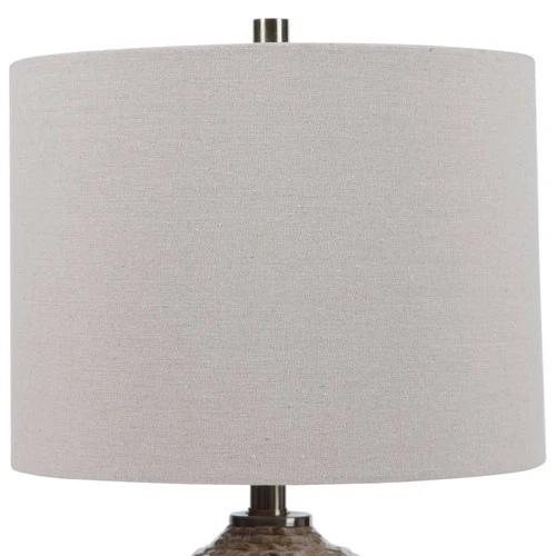 Rustic Accent Table Lamp 22" High Brown Taupe Ceramic Drum Shade for Living Room - Picture 6 of 8