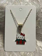 Hello Kitty Whimsical Holiday Charm Cartoon Adorable Fashion Gold Necklace 18  