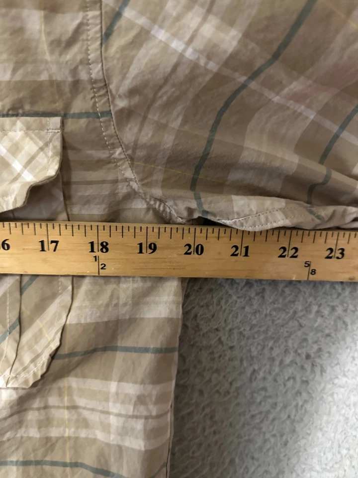 Alpine Design Men's Shirt Button up Size Medium Plaid Beige Short Sleeve Adult - Image 3 of 4