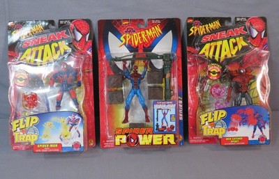 Spider-Man Lot 3 FLIP & SWING, WEB CATCHER SPIDEY Sneak Attack Toybiz 1998 New