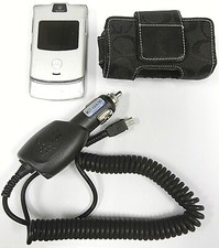 Motorola RAZR V3 - Silver  T-Mobile  Cellular Flip Phone - Bundled