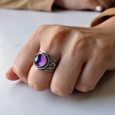 Amethyst Ring 925Sterling Silver Statement Beautiful Handmade Ring Christmas Day
