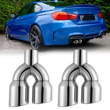 For 4 Series F32 F33 F36 Dual 2.5" to 3.5" Outlet Quad Exhaust Tips Double Wall