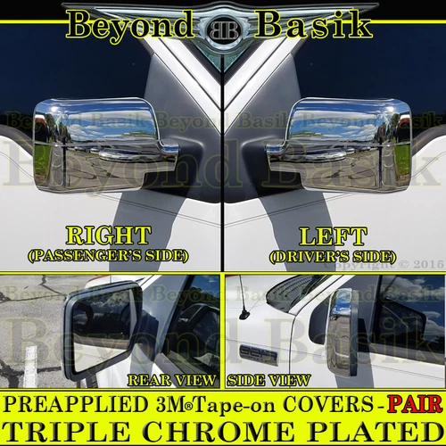 Chrome Mirror COVER Overlays fits FORD F150 Lincoln Mark LT for Power Mirrors