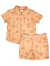 Infant Boys Orange Palm Tree Shirt  Shorts Lounge Wear Outfit Set