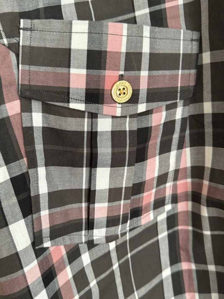 CAVI Designer Shirt Men’s Sz 5X Long Sleeve Blk/White/Pink Stripe Button-Up - Image 4 of 4