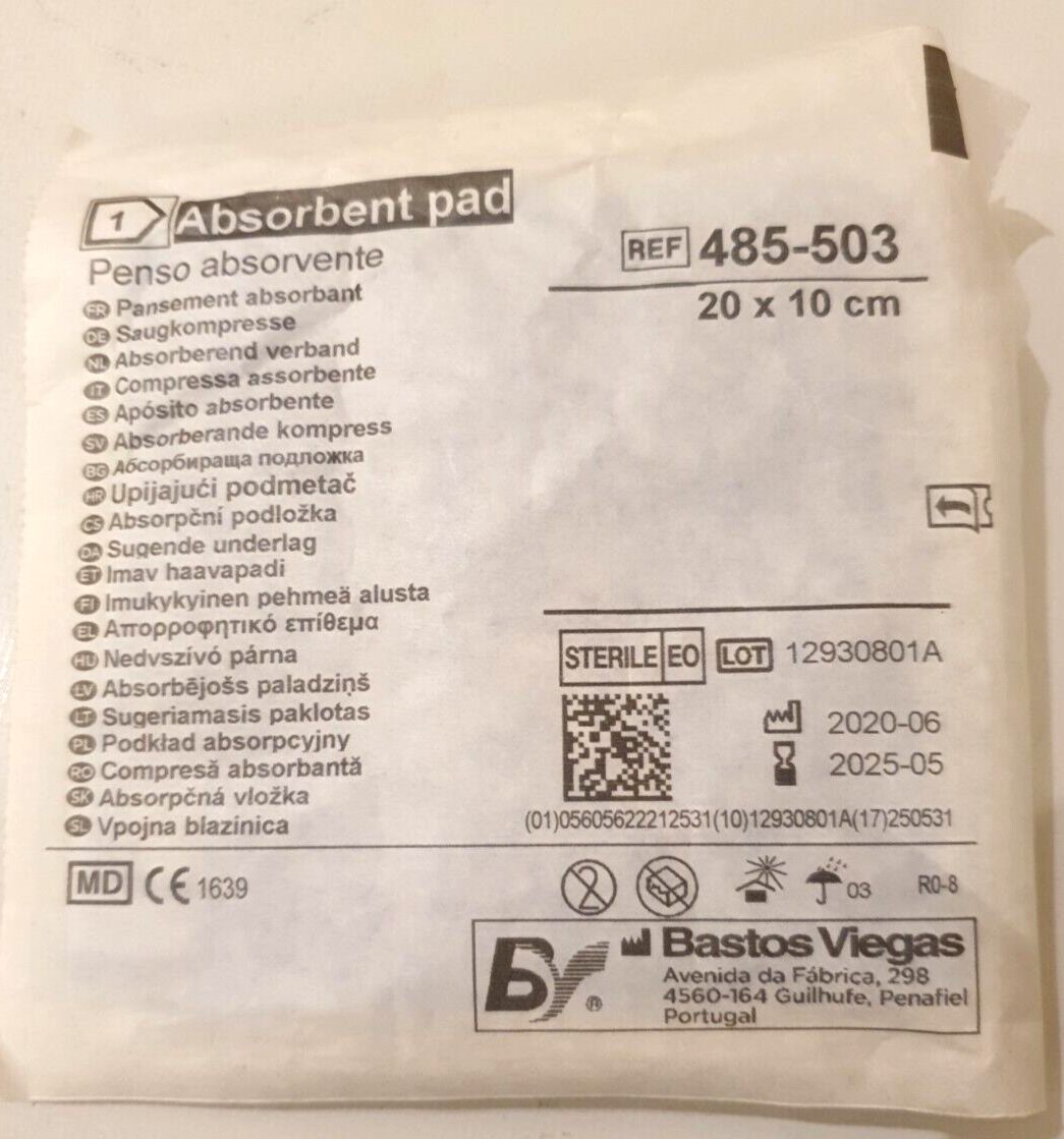 1 Bastos Viegas 20 x 10 cm Single Absorbent Pad Sterile. Cuts