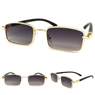 Men's CLASSY Elegant Sophisticated Modern Retro SUN GLASSES Gold Faux Wood Frame