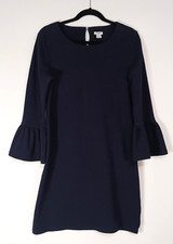 J. Crew Factory Medium Dress Pullover Ruffle Long Sleeve Cotton Blend Navy