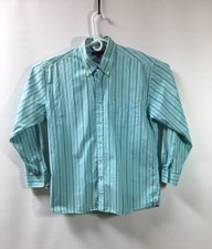 Tommy Hilfiger mens light blue Aqua striped Long Sleeve button down shirt Size L
