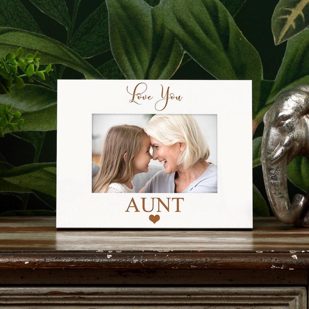 Love You Aunt White Wooden Engraved Photo Frame Gift FW-385