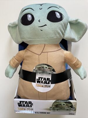 Baby Yoda Blanket Plush Pillow Fleece Throw Grogu Star Wars Disney  Mandalorian