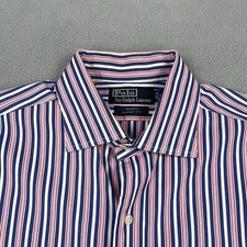 Vintage Polo Ralph Lauren Shirt Men's 16.5 Pink Purple Striped Regent Classic
