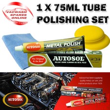 AUTOSOL SOLVO CHROME ALUMINIUM METAL POLISH SET 75ML TUBE ORIGINAL -BRASS COPPER