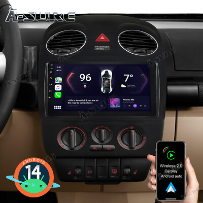 64G Wireless CarPlay Android14 Autoradio GPS RDS Navi für VW New Beetle 1C1 9C1