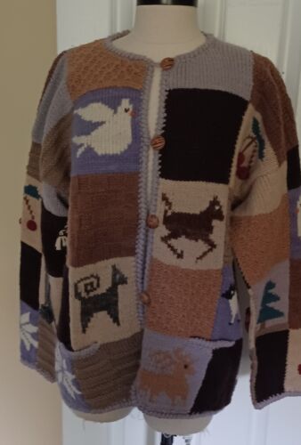 Rainbow Crafts Handmade Sweater Cardigan 100% wool