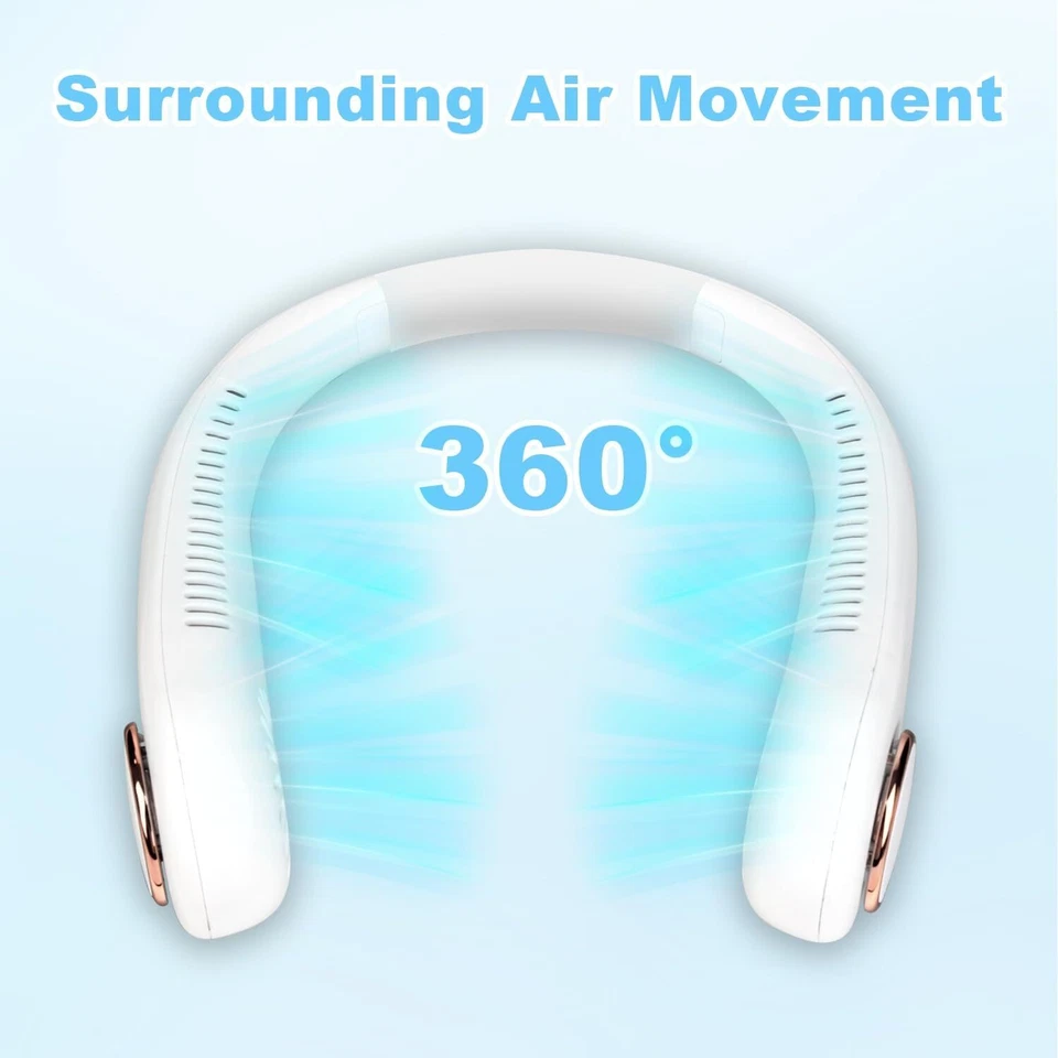 USB Neck Hanging Fan Cooling Air Cooler Portable Little Air Conditioner 3 Speed - Image 2 of 4