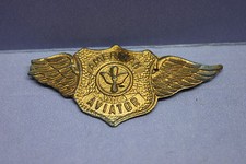 Vintage Metal AMERICAN AVIATOR Wing  Shield Badge - Goldtone
