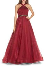 MAC DUGGAL 67663R EMBELLISHED HALTER NECK BALLGOWN DRESS sz 4