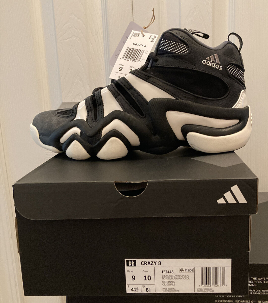 Adidas Crazy 8 KB8 Kobe 2023 Black White Men's Size 9 Adidas Crazy 8 KB8 Kobe 2023 Black White Men's Size 9