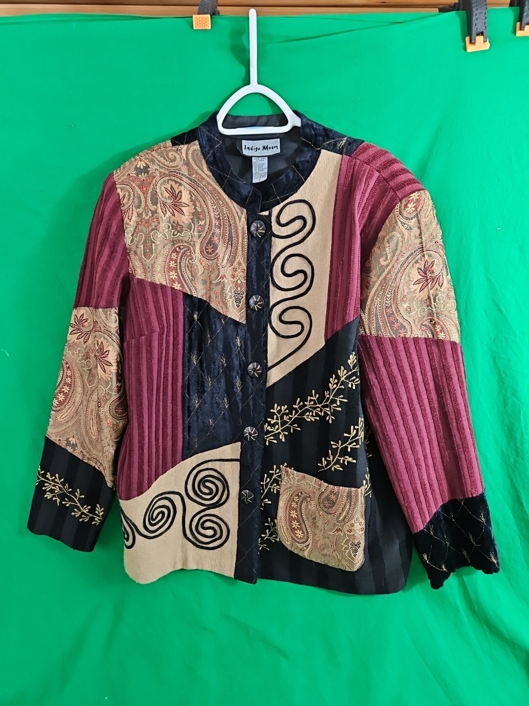 Indigo Moon Sz Large Patchwork Button Up Jacket B… - image 1