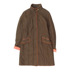 Fay Womens Long Brown Quilted Overcoat | Vintage High End Designer Coat Vtg