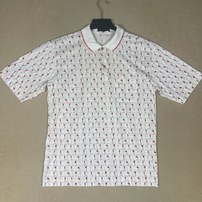 Dunhill Mens L Polo Golf Shirt Slim Fit Pocket White 100% Cotton Made in Italy