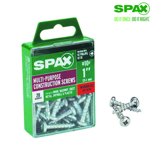 SPAX No. 10 S X 1 in. L Phillips/Square Zinc-Plated Multi-Purpose Screws 20 p - Picture 1 of 1