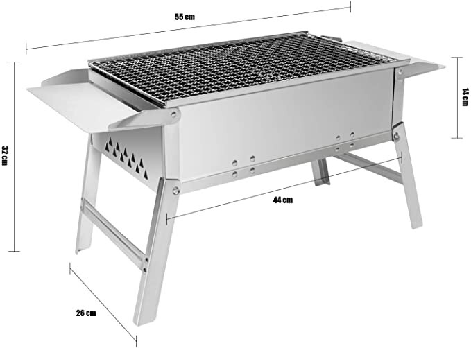 Mini BBQ SunJas Pieghevole: Griglia a Carbone Salva-Spazio per Outdoor
