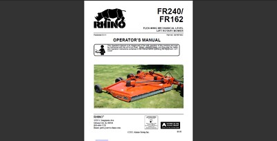 Rhino FR240 and FR162 FLEX-WING MECHANICAL LEVEL LIFT ROTARY MOWER Manual