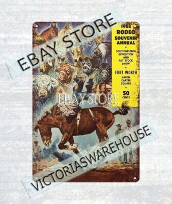 1962 equestrian livestock Rodeo Expo Texas Stock Show metal tin sign discount