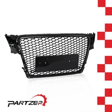 Front Bumper Hex Grille Mesh RS4 Style Gloss Black Fit for 2009-12 Audi A4/S4 B8