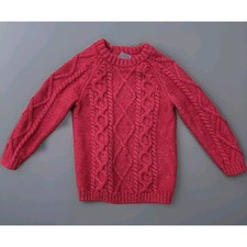 H M Red Cable Knit Cotton Blend Sweater Infant Size 18m Christmas Valentines-MC1