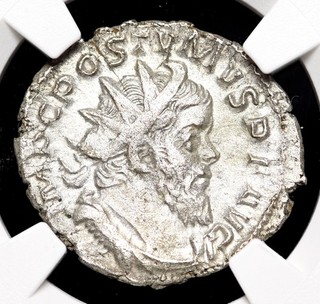 GALLIC EMPIRE. Postumus AD 260 269. Silver Antoninianus NGC XF
