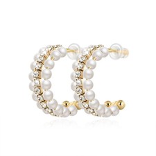 Hoop Earrings for Women, Dainty Small Pearl Earrings Trendy Jewel