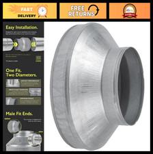 10" to 6" Duct Pipe Adapter - Galvanized Steel HVAC Reducer for Ventilation, Exh