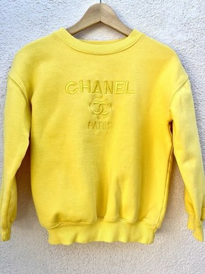 EUC Yellow Chanel Gabrielle Coco CC Logo Sweatshirt Size 34, US XS