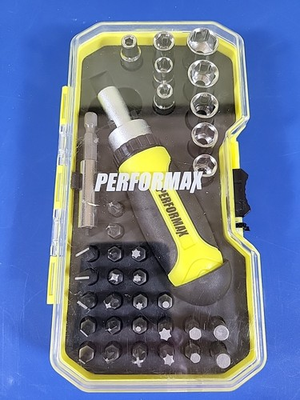 #ad NEW Menards PERFORMAX 35pc Mini Ratcheting Screwdriver Set ASE CRV Socket CASE $17.99