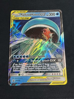 Pokemon Magikarp & Wailord GX Tag Team SM166 Holo Black Star Promo