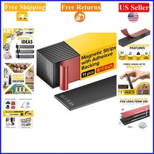 11 pcs Black Magnetic Strips with Adhesive, 6x1 inches, Waterproof, Strong