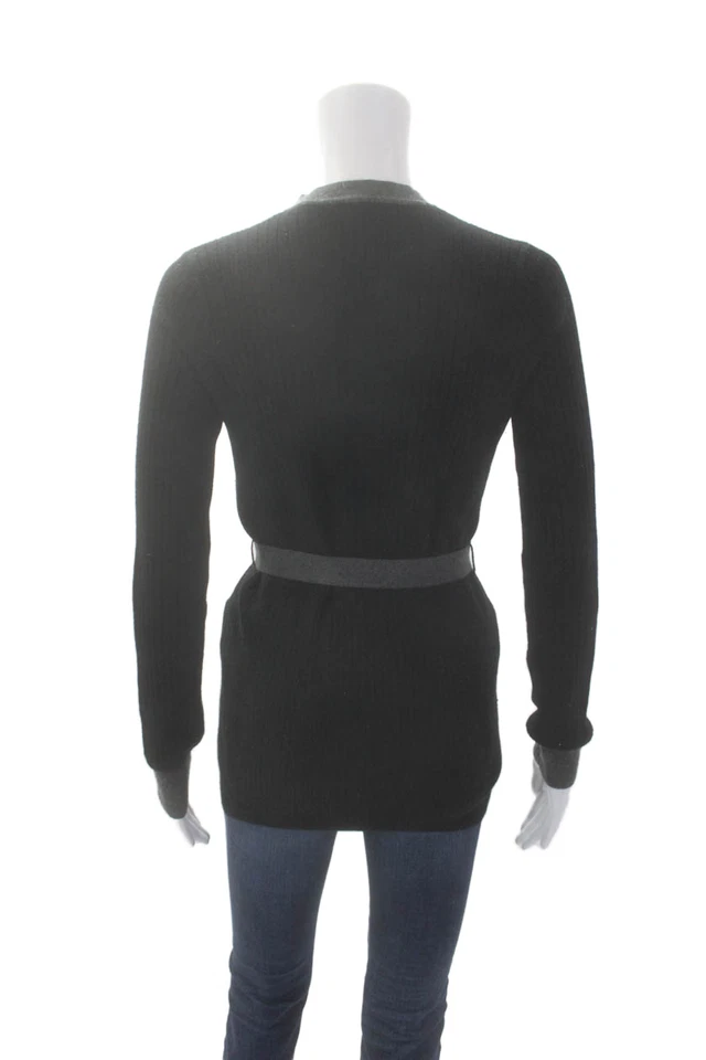 Cárdigan Vince para mujer de cachemir manga larga cuello en V tejido con botones negro talla S Foto 3 de 4