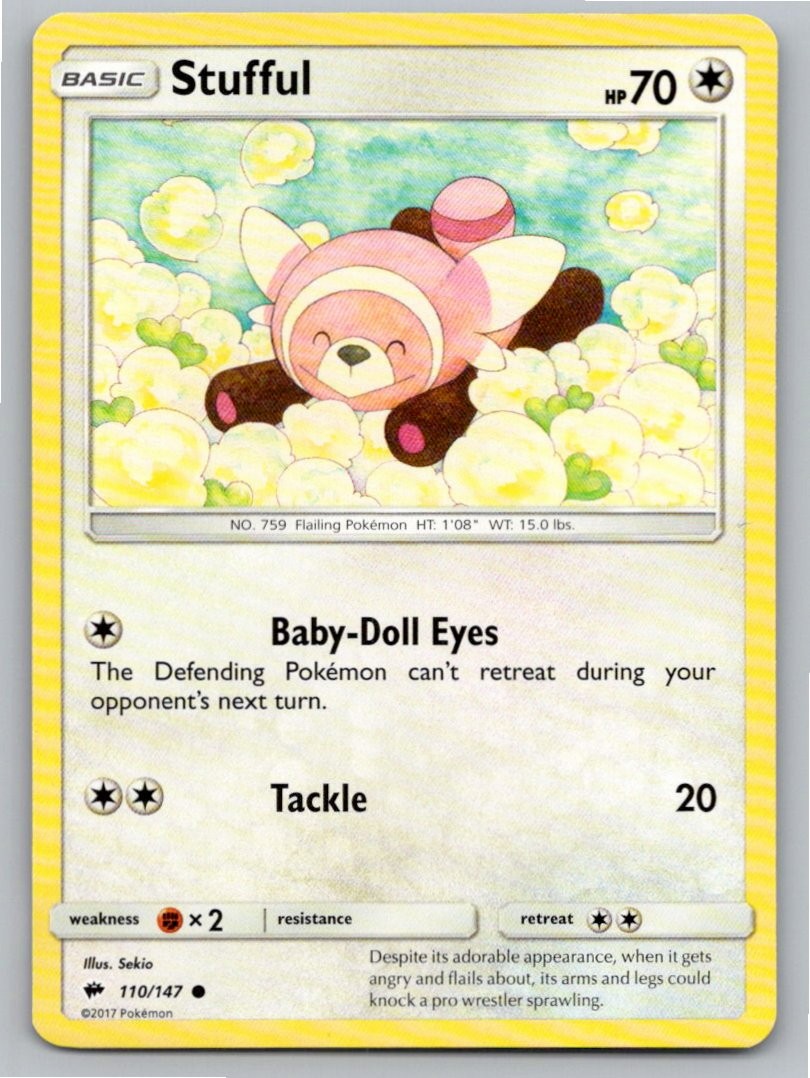 2017 POKEMON STUFFUL BURNING SHADOWS 110/147 C NM A65368 FREE S&H