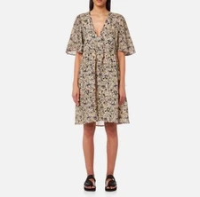 Isabel Marant Etoile Women's Talita Floral Printed Linen Beige Mini Dress S 36