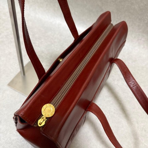 Givenchy Vintage Tote Bag Bordeaux Leather Rare Square Logo EX - Picture 8 of 12